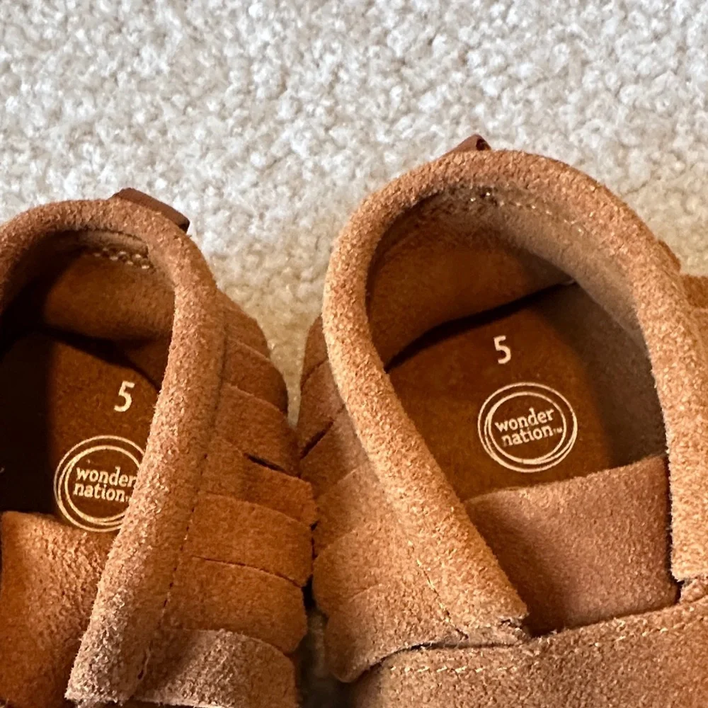 Wonder Nation Brown Moccasin Kids Shoes with Fringe
